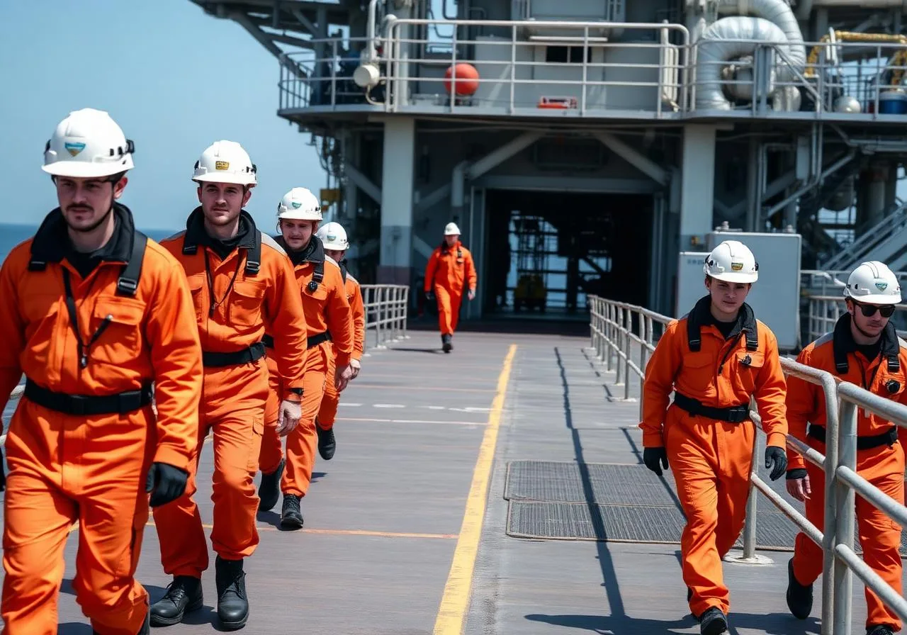Trabalhadores offshore em plataforma marítima